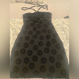 American Eagle Women's Dress Black Floral Halter Neck Sleeveless Size Small